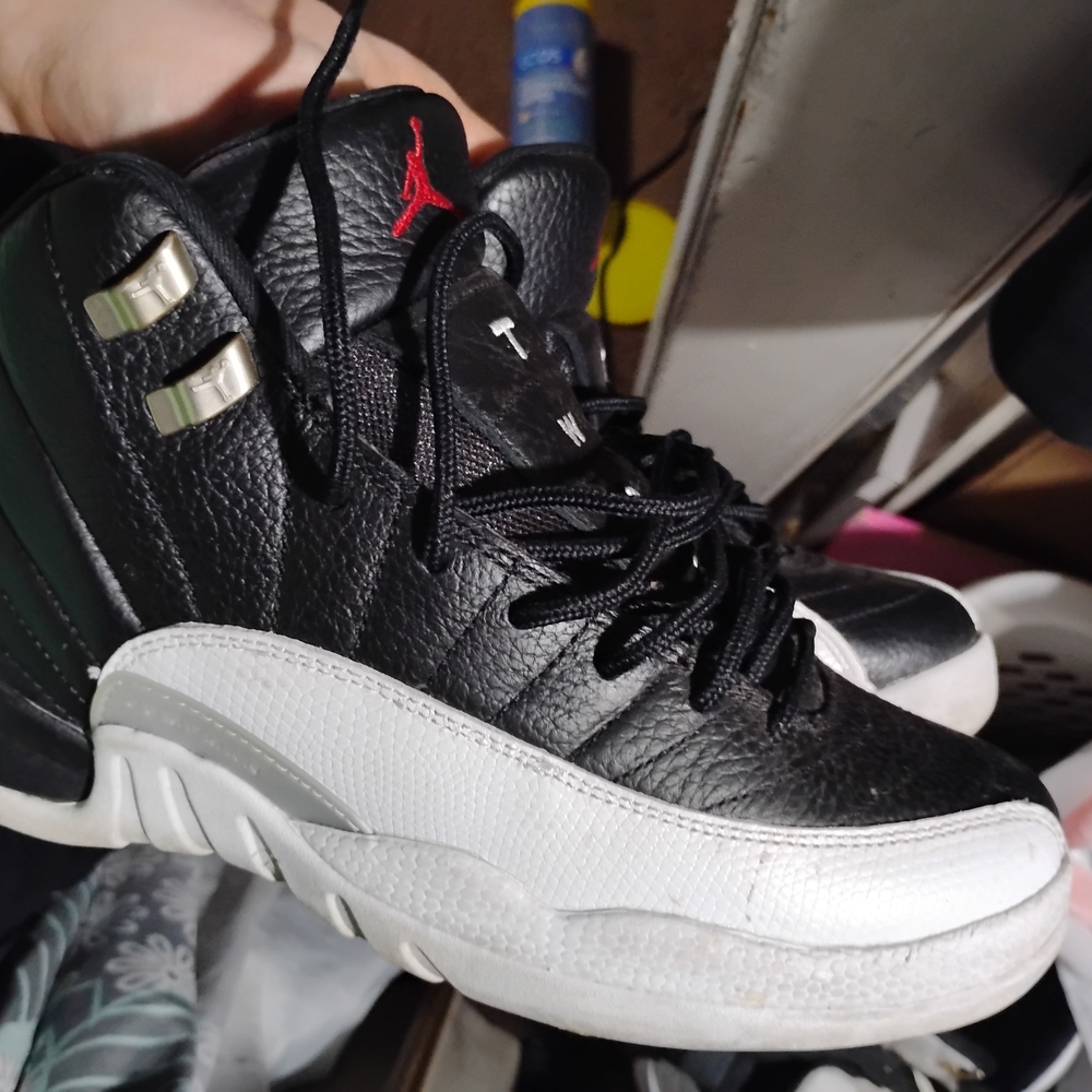Jordan Black and White Sneakers with Red Logo